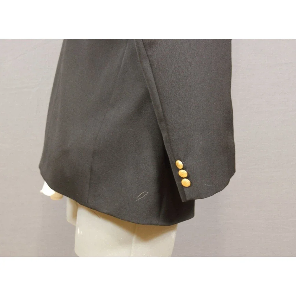 Givenchy BlazerBlack Gold Buttons Wool 2 Btn Vintage 42R Made in USA